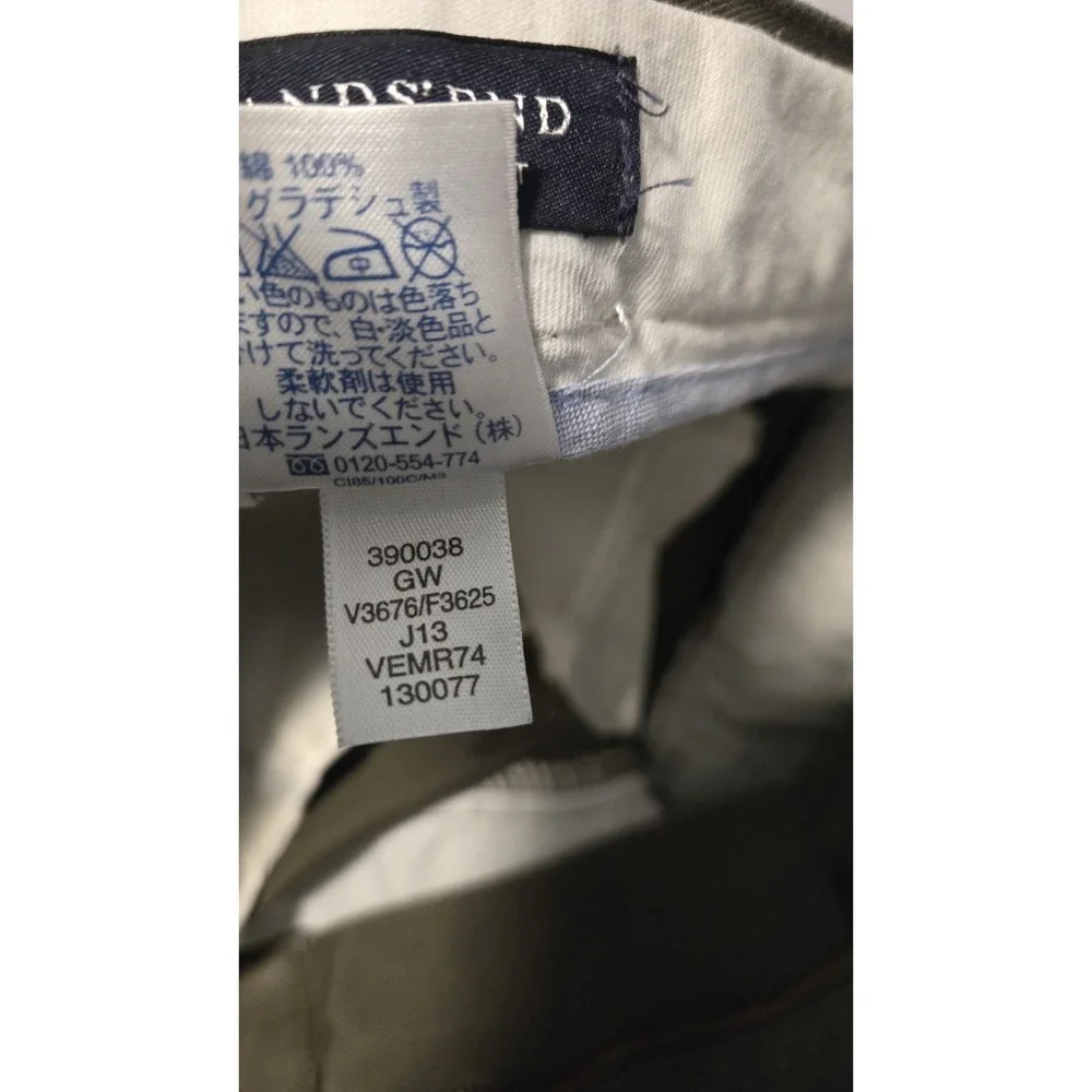 Lot 2 Lands' End Men's Chino Pants ~ 34x32 Tailored Fit Blue & Olive Cotton PICS